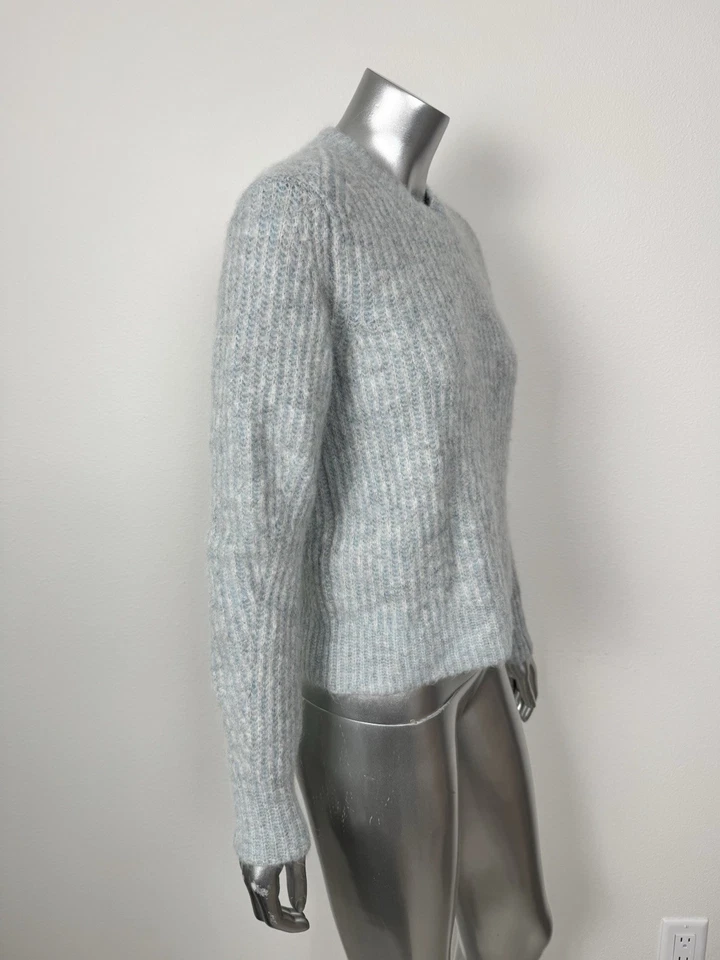 Rag & Bone Sweater Women’s Small Alpaca Wool Light Blue Rib Knit Crewneck FLAW - Image 3 of 4