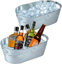 Paquete de 2 cubos de hielo para tina galvanizados grandes de metal para bebidas fiestas cerveza bebida