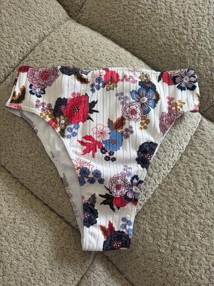 Roxy bas de maillot femme XS blanc fleurs