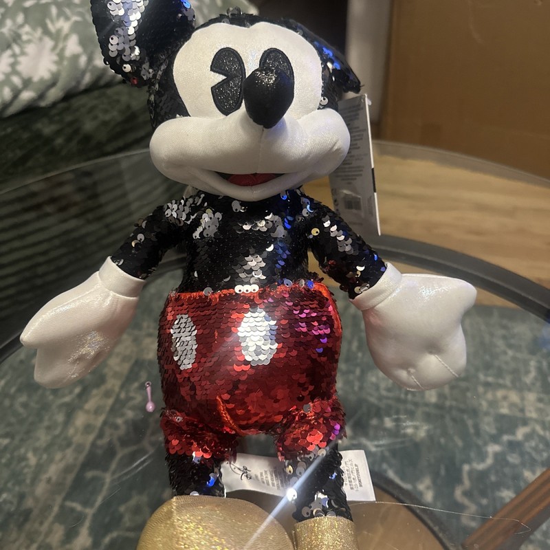 DISNEY Store Plush MICKEY MOUSE ORIGINAL REVERSBILE SEQUIN SPECIAL EDITION NWT