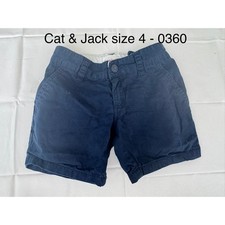 Cat  Jack Boys Navy Blue Chino Shorts Size 4 Cotton Blend Casual Summer