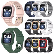 Cinturino sportivo TPU per Fitbit Versa 4/3/2/1 Versa Lite/Sense + custodia PC robusta