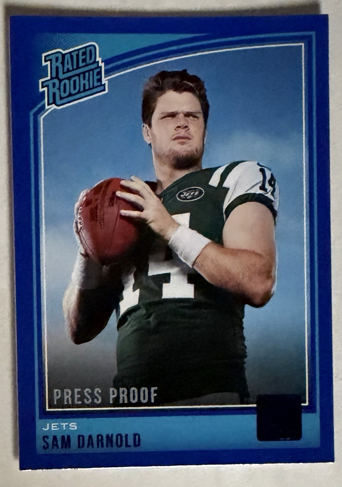 Sam Darnold 2018 Panini Donruss Rated Rookie Press Proof Blue #301 Rookie (RC)