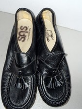 SAS Women's Sz 6 M San Antonio Shoemakers USA Made Black Wedge Tassel Loafer