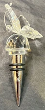Vintage Ganz Clear Acrylic Plastic BUTTERFLY Bottle Stopper Wine Decorative