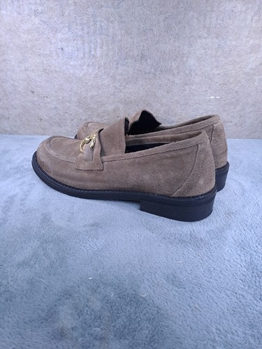 Made In Italy Women's Moccasin Leather Stable Heel Sz 39 Beige - Foto 7 di 13