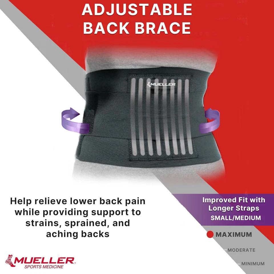 Soporte de espalda ajustable MUELLER Sports Medicine, ideal para espalda superior e inferior Pa Foto 3 de 4
