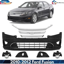 Front Bumper Cover Paintable & Grille Assembly Kit For 2010-2012 Ford Fusion