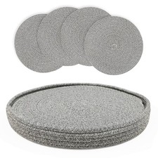 fanquare Round Woven Placemats Set of 4 Cotton Rope Placemats with Holder 13"...