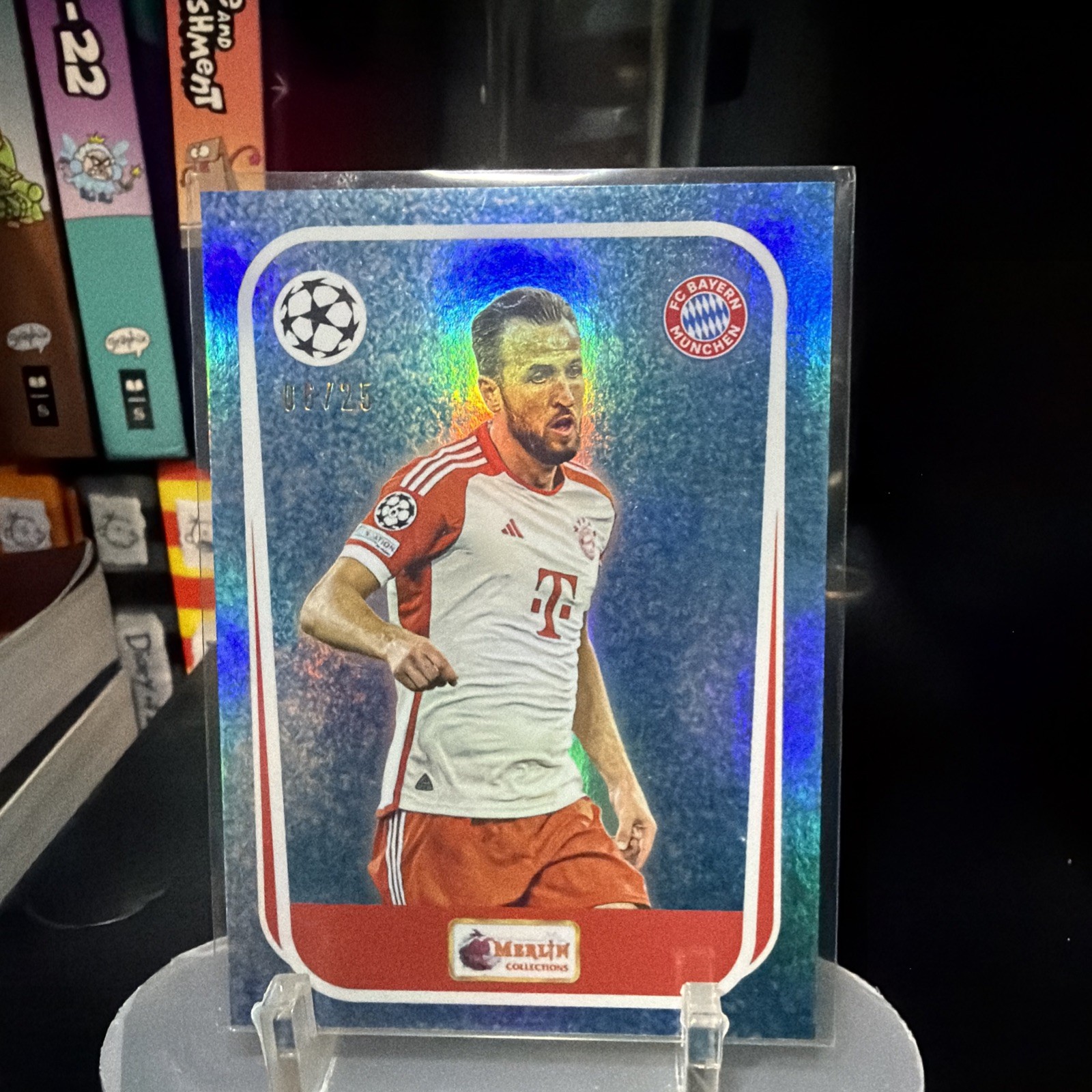 2023-24 Topps Merlin Heritage UEFA Harry Kane Most Wanted Blue #/25