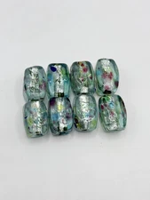 Glass Lampwork Beads Rounded Rectangle Jewelry Crafts 8 beads