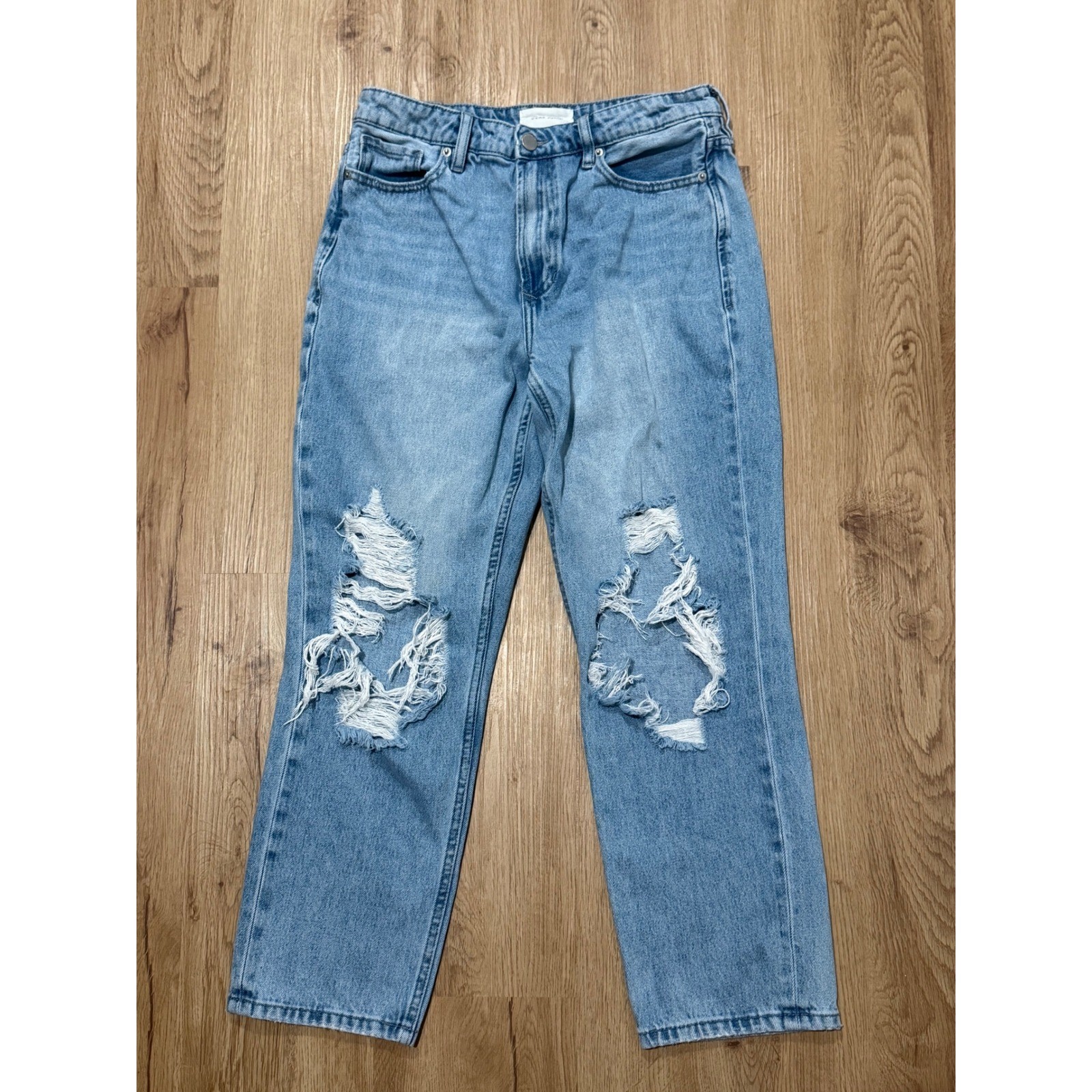 Dear John Women's Distressed Ripped Jeans Light Wash Blue High Rise Size 28