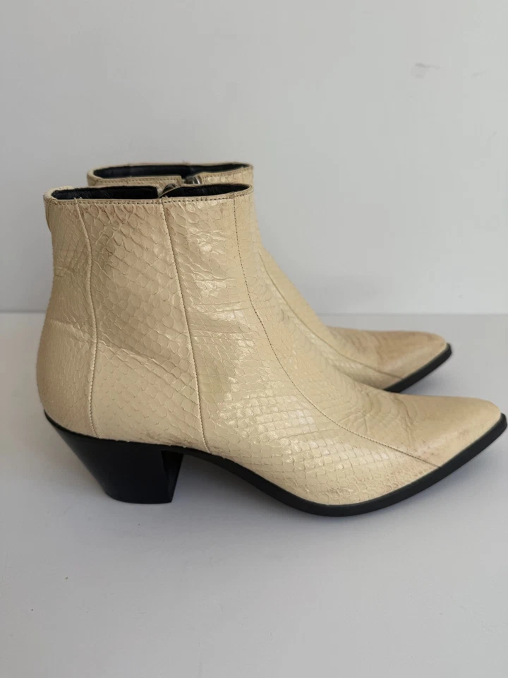 Botines Saint Laurent Crema Auténticos Piel de Serpiente - EU 38.5 - US 8 Foto 2 de 4