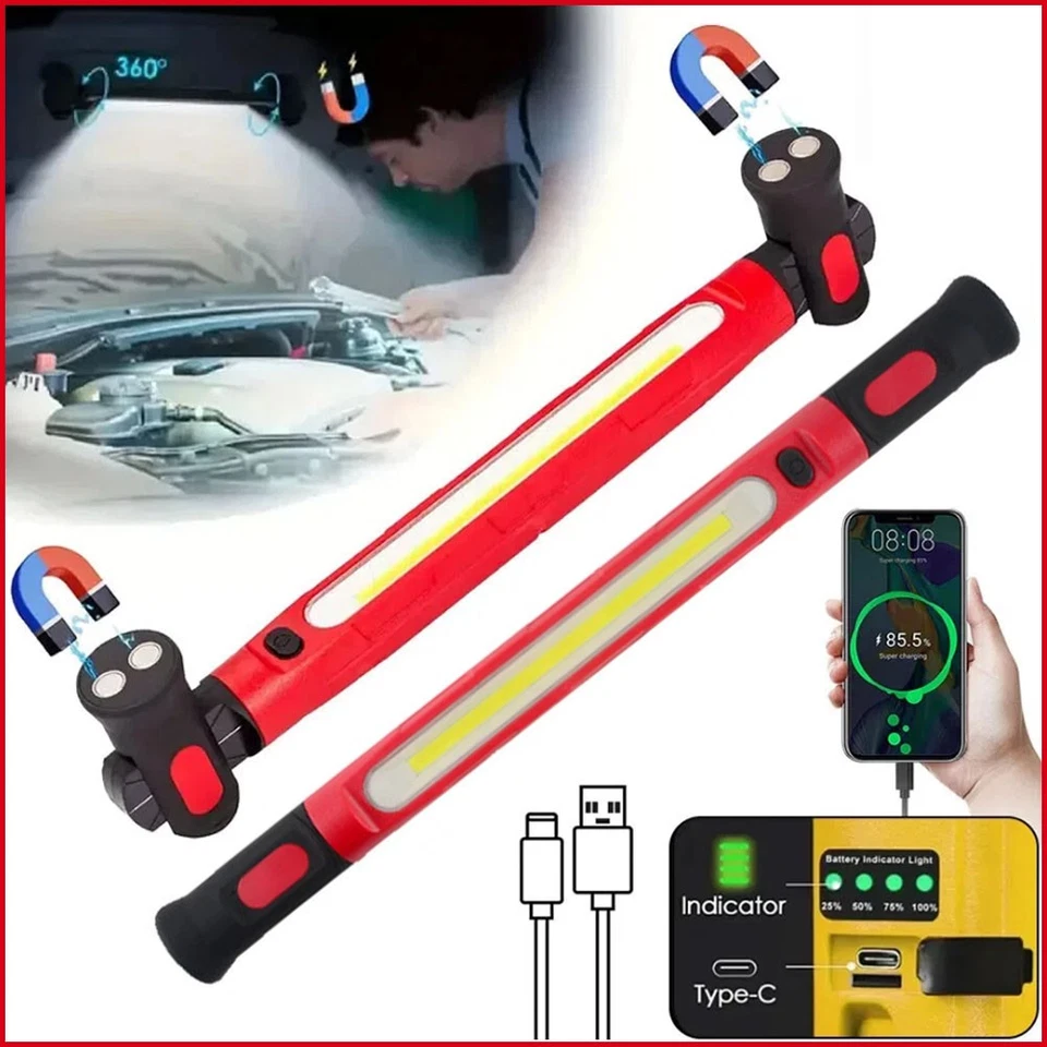 Under Hood Work Light Bar, 3000LM LED Magnetic Light Bar with Hooks Mechanic/Car - image 4 of 4