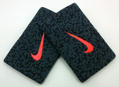 Nike Tennis Premier Doublewide Wristbands Dark Magnet Grey/Black/Hyper Punch