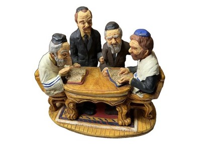 Vtg 1976 Horizon Art Products Jewish Scholars Rabbi Discussion Statue #40 Cast
