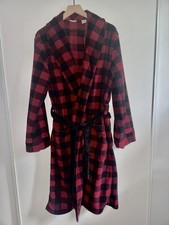L.L. Bean Plaid Flannel Robe Women Size Small Red Black Polyester