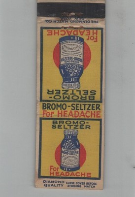 1930s Matchbook Cover Bromo-Seltzer For Headache