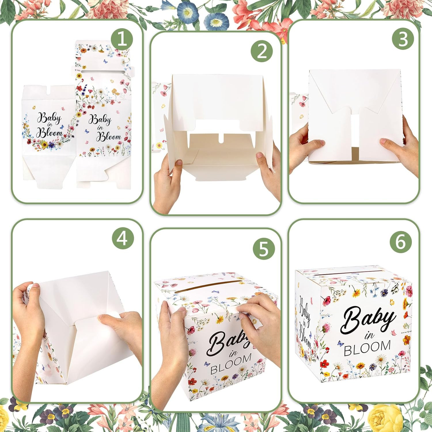 Baby in Bloom Party Card Box, Baby Shower Decorations Box Party Favors, Baby Sho