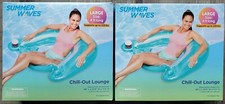 Lot of 2 Blue Summer Waves Chill-Out Lounge Chair 48" Pool Float Inflatable