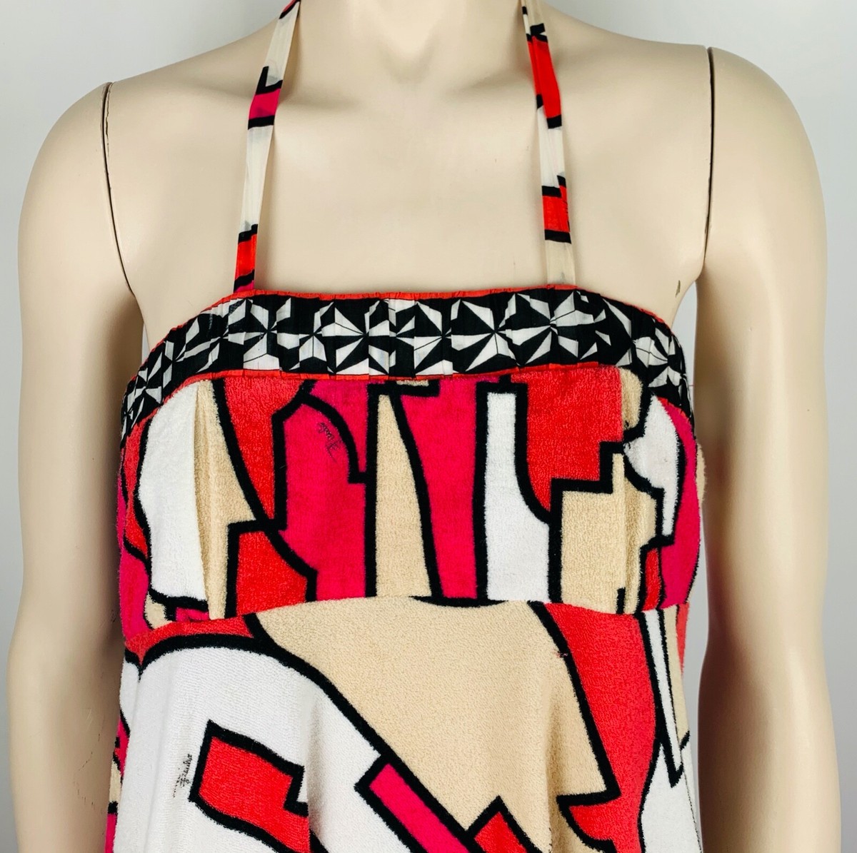 EMILIO PUCCI HOT PINK FUCHSIA WHITE BLACK HALTER SUMMER BEACH DRESS IT 40  US 6 | eBay