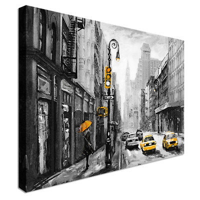 Yellow Taxi New York City Canvas Wall Art Picture Print | eBay UK
