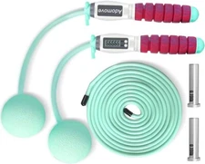 Adomove Green Heavy Counter Jump Rope Set, Cordless Skipping Rope with Weights a
