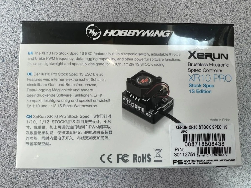 Hobbywing Xerun XR10 Pro 1S Stock Spec 1/12 Sensored Brushless ESC 30112751 NEW! - Image 2 of 4