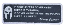 THOMAS JEFFERSON QUOTE SPARTAN HELMET TAB TACTICAL HOOK SWAT MORALE PATCH