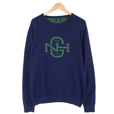 GANT Jumper Sweater Men Blue Stretch Cotton Le2 Size L