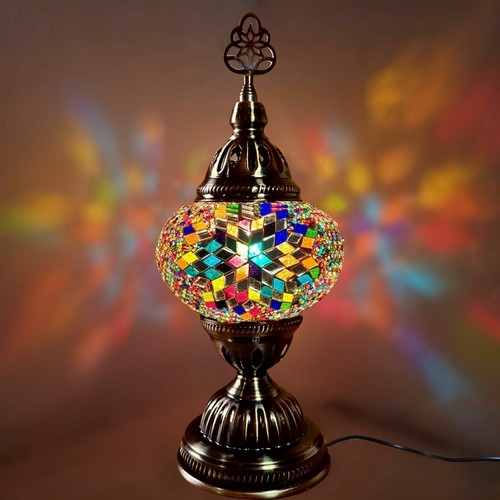 Moroccan Turkish Mosaic Lamp Colourful Glass Handmade Table Desk Light FREE BULB - Picture 191 of 436