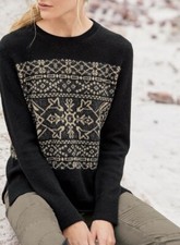 Peruvian Connection Oslo Pullover Sweater Size Medium Black Royal Alpaca