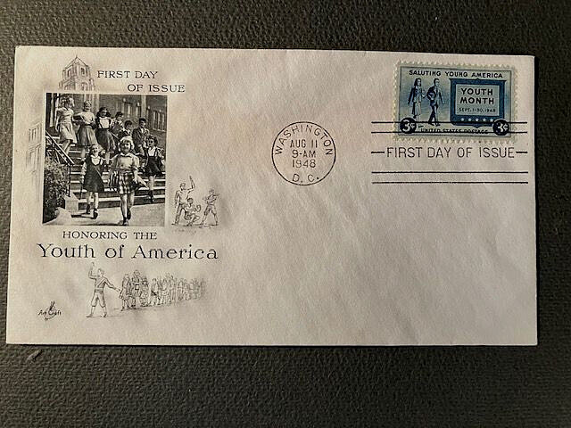 FDC, Youth Month, 3c, 1948, Art Craft cachet