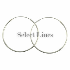 Sterling Silver 1.2mm x 35mm Endless Hoop Earrings Round .925 Jewelry