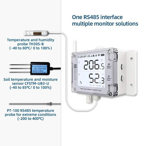 Sensor de temperatura y humedad del suelo Ubibot RS485, sonda impermeable solo para GS1 - Imagen 3 de 8