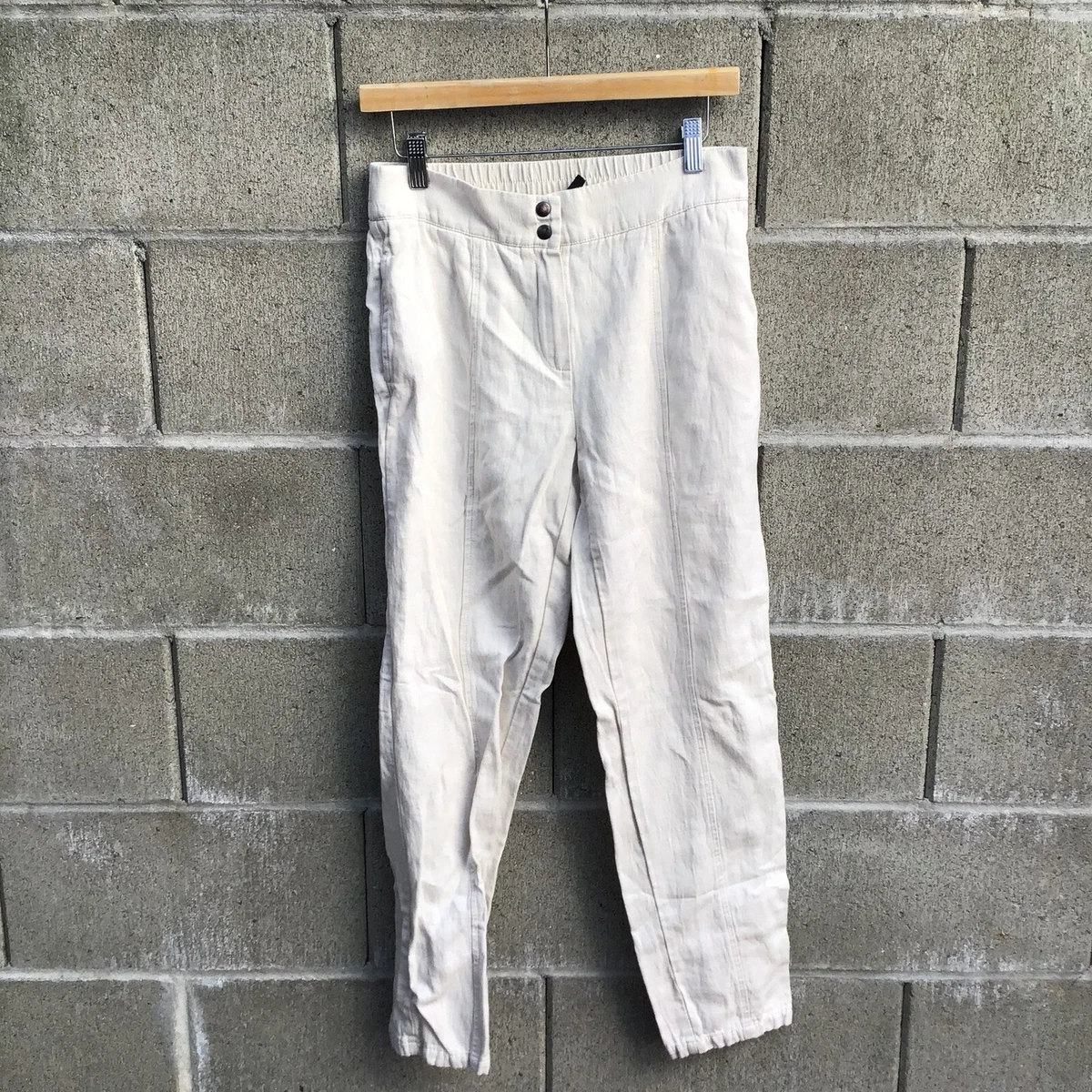 Pantalon D'été Léger Sarah Pacini 7/8 En Lin Blanc - Taille 0 - Modèle ZC116 - Occasion Très Bon état
