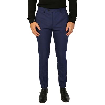 Paul Andrew Mark - Men's Navy Blue Checked Trousers