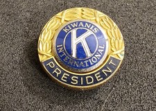 Kiwanis International PRESIDENT Vintage Tie Tack Lapel Pin Gold Tone