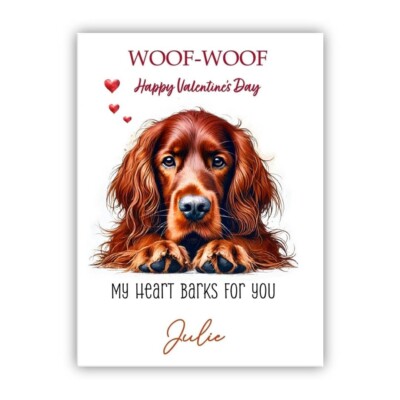 Personalised Irish Red Setter Dog Valentines Day Dog Lovers