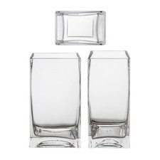 Mega Vases - 3" x 4" x 7" Block Glass Vase - 1 Piece, Clear