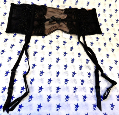 NEU! Boux Avenue Strapsgürtel UK 16-18 schwarz und hellrosa Bridgette Wespete