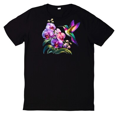 Colourful Hummingbird Floral Print T-Shirt