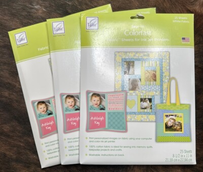 June Tailor Sew In Colorfast White Printer Fabric Sheets 25pk X 3 Lot ...