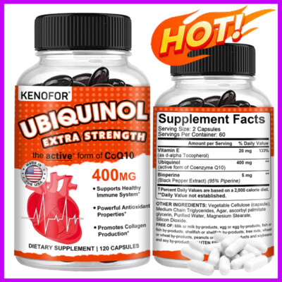 UBIQUINOL EXTRA STRENGTH Coenzym Q10 COQ10 Kapseln-Antioxidans, Herzgesundheit