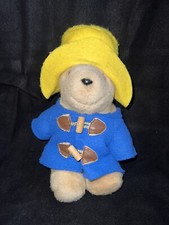 Eden Toys 1981 Paddington Bear Plush With Yellow Hat and Blue Coat 14"