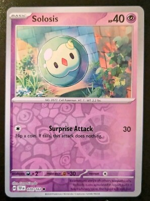 Solosis 070/162 Reverse Holo Common Scarlet & Violet: Temporal Forces Pokemon