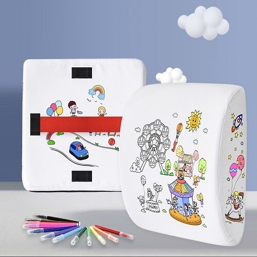 Sedia per studenti supporto lombare cuscino ufficio cuscino posteriore design creativo graffiti - Foto 2 di 18