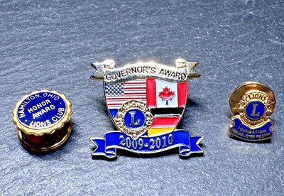 3 VINTAGE LION CLUB PINS: MELVIN JONES FELLOW, OHIO HONORS, GOVERNOR'S AWARD '10