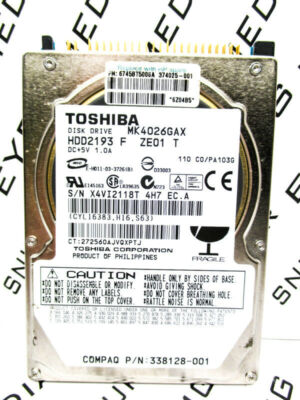 Toshiba 40GB MK4026GAX IDE (HDD2193 F ZE01 T) Laptop Hard Drive WIPED & TESTED!