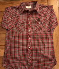 Ruddock Pearl Snap Short Sleeve Shirt Size 17 Rockabilly Made In USA XLong Tail